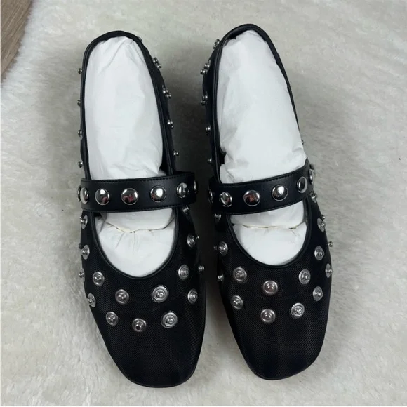 Stella McCartney Ryder mesh Ryder Popper-studded ballet flats
